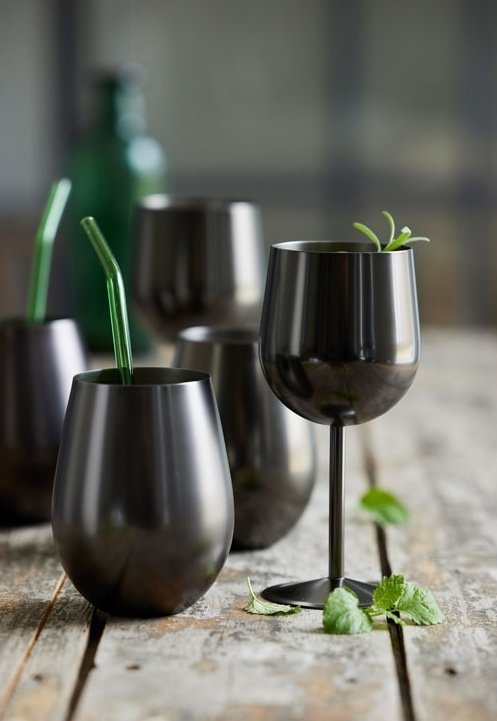 Lyngby Glass STEEL Stalowe Szklanki do Drinków 550 ml 2 Szt. Czarne