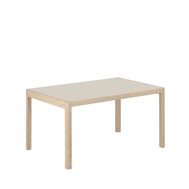 Muuto WORKSHOP Stół 140 x 92 cm Dąb Naturalny / Blat Jasnoszary Linoleum