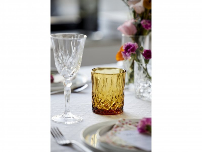 Lyngby Glass SORRENTO Kolorowe Szklanki do Drinków, Whisky 320 ml 4 Szt. / Żółte