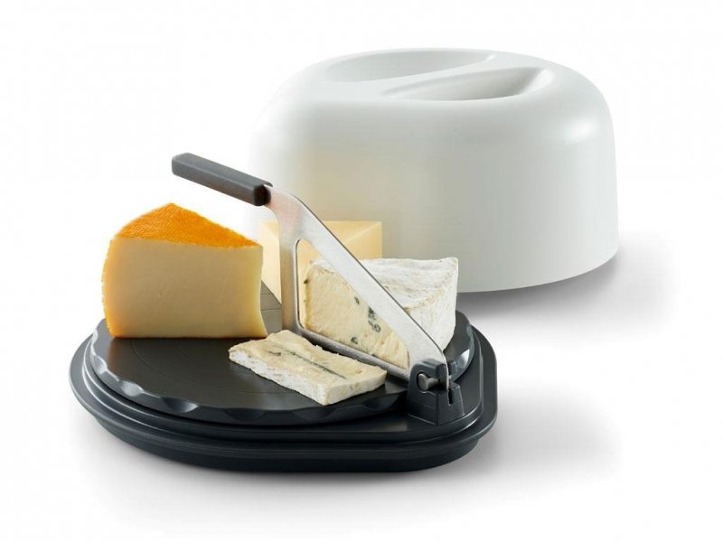 Nuance CHEESBOX Krajalnica i Pojemnik do Przechowywania i Serwowania Sera / Szara Pokrywka