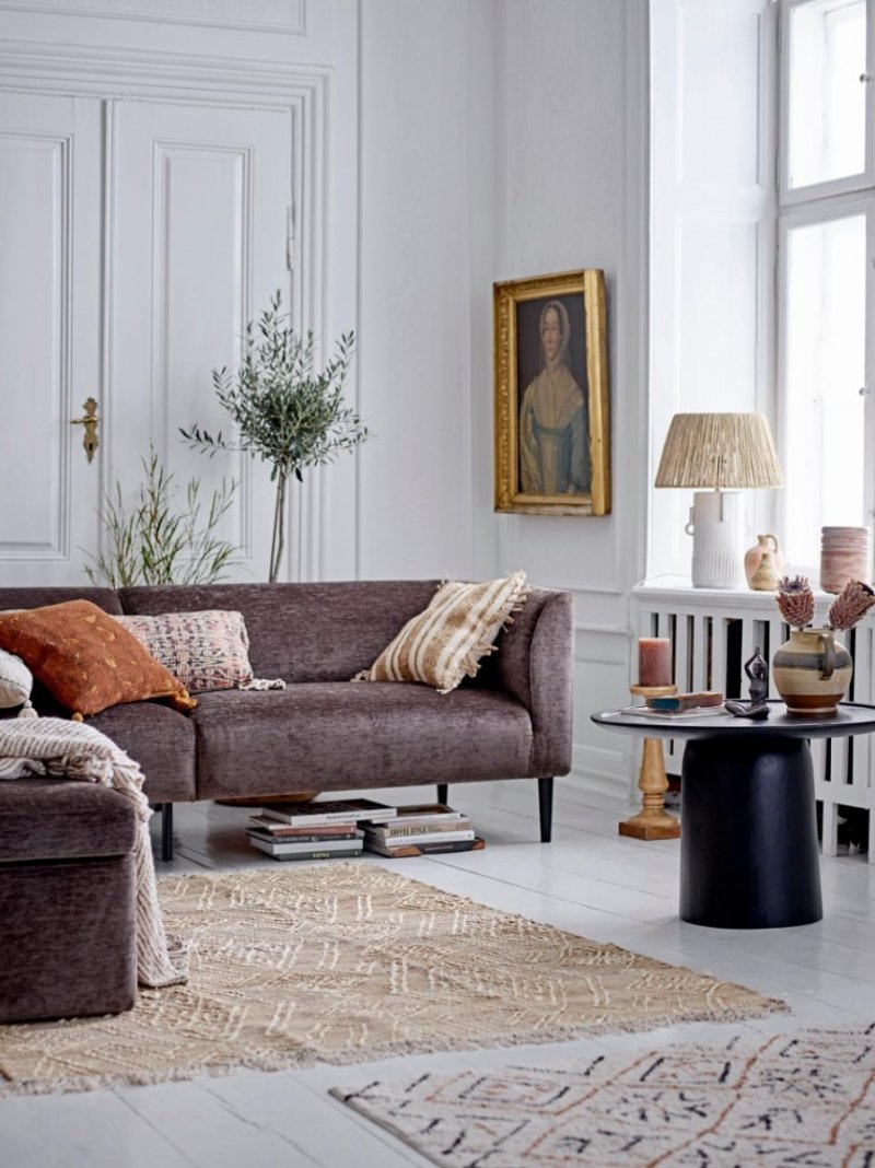 Bloomingville SEVILLA Okrągły Stolik Kawowy z Drewna Mango / Czarny