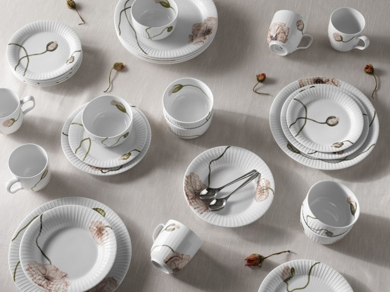 Kähler HAMMERSHØJ POPPY Kubek z Uchem 330 ml / Biały Zdobiony