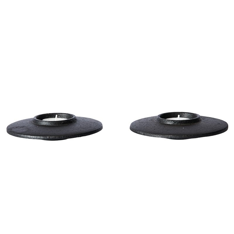 Muubs AION Świecznik Żeliwny Tealight 2 Szt. / Czarny