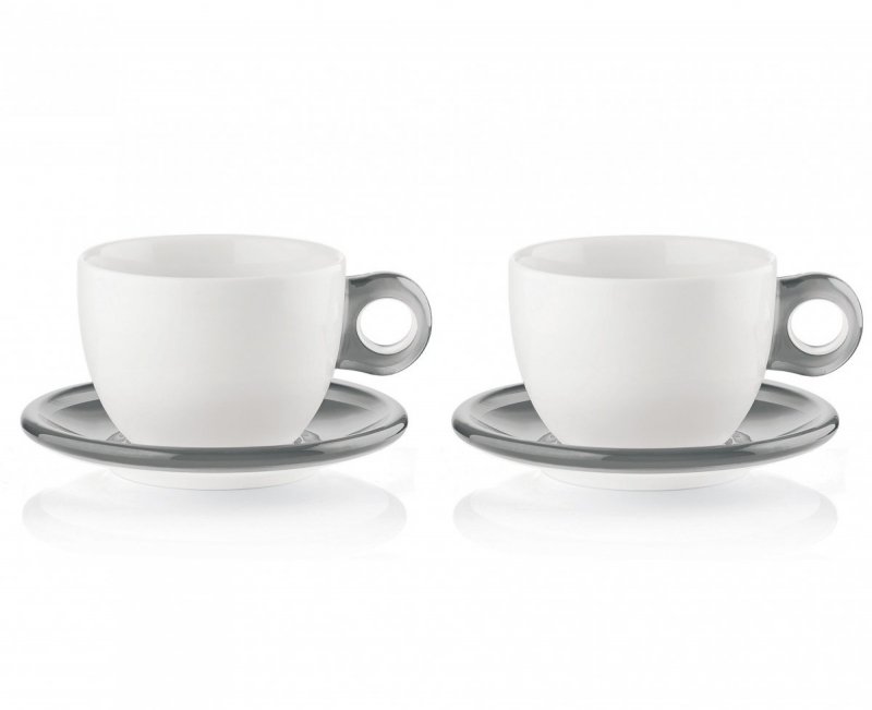 Guzzini GOCCE Filiżanki do Cappuccino lub Herbaty  480 ml 2 Szt. / Białe - Spodek Szary