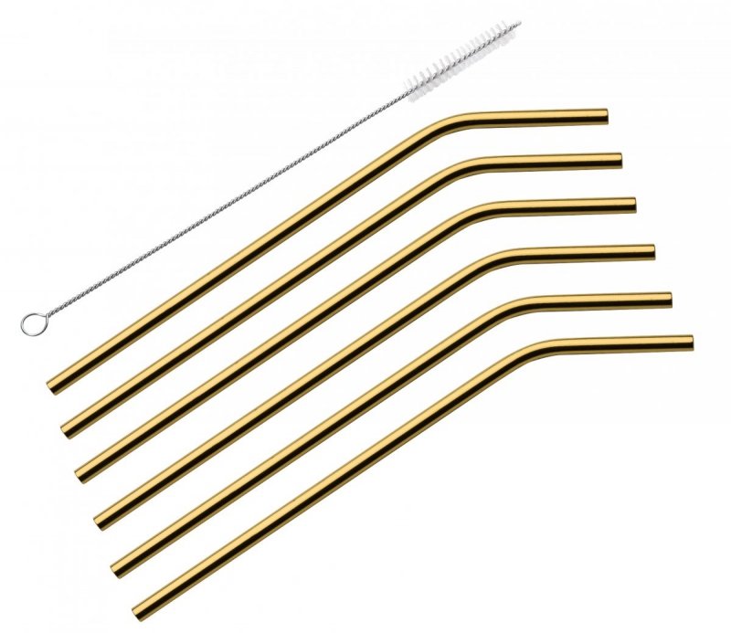 Cilio STEEL ORO Stalowe Słomki do Napojów 22,5 cm 6 Szt. Złote