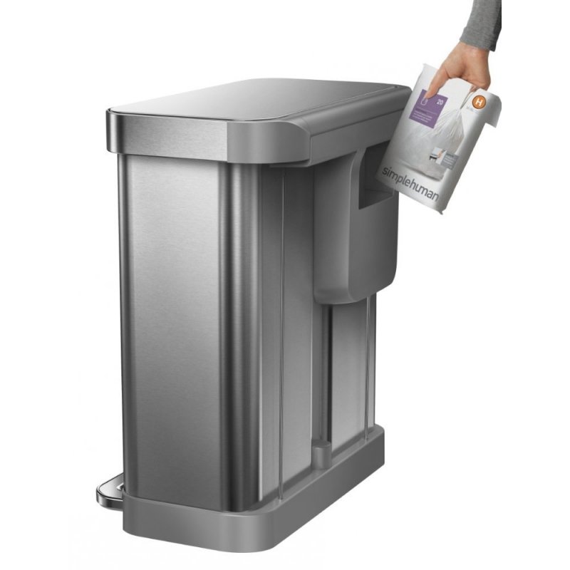 simplehuman LINER POCKET RECYCLER Kosz Pedałowy na Śmieci 58 l Dwukomorowy - Stal FPP