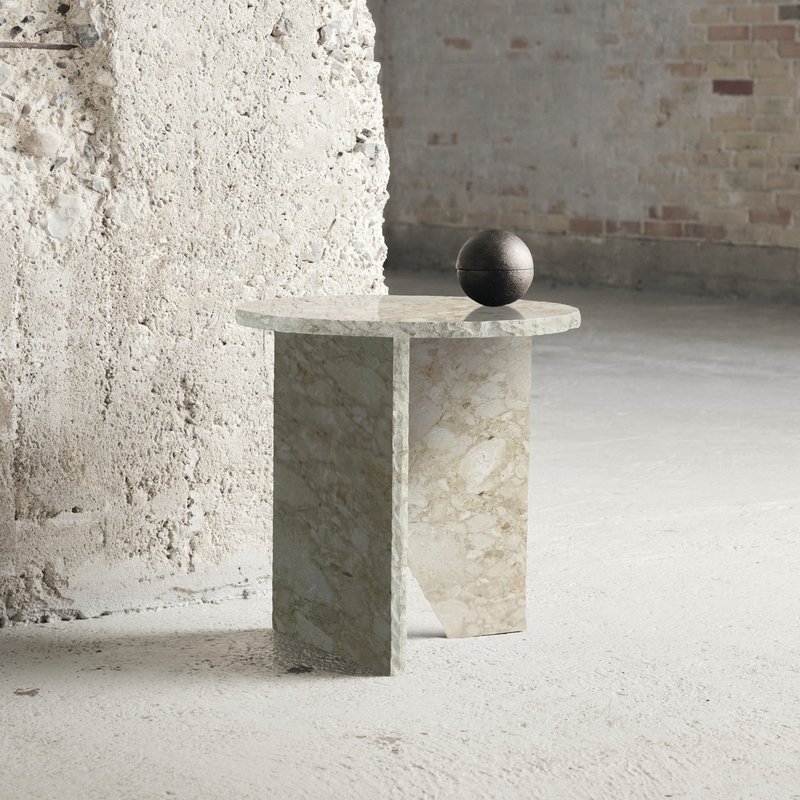 Muubs VERDE Marmurowy Stolik Kawowy 40 cm / Kremowy