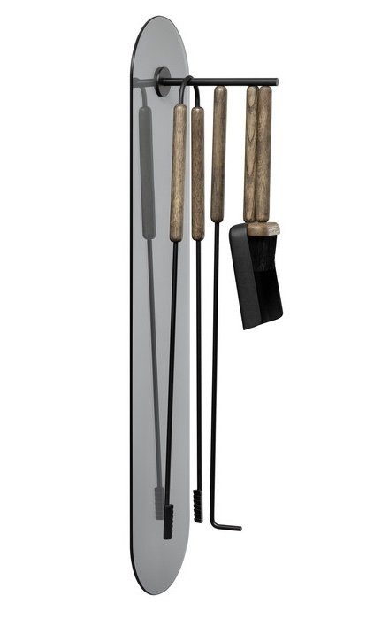Blomus ASHI Ścienny Zestaw Kominkowy / Akcesoria Kominkowe 5 El. Brązowy