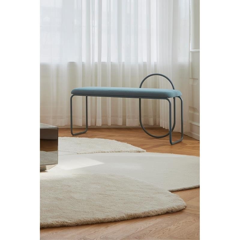 Aytm ANGUI Ławka Tapicerowana / Niebieska DUSTY BLUE BOUCLÉ
