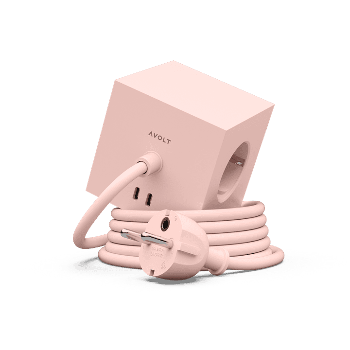 Avolt SQUARE 1 Listwa Zasilająca z Podwójnym USB-C i Magnetyczną Podstawą 3 m / Różowy