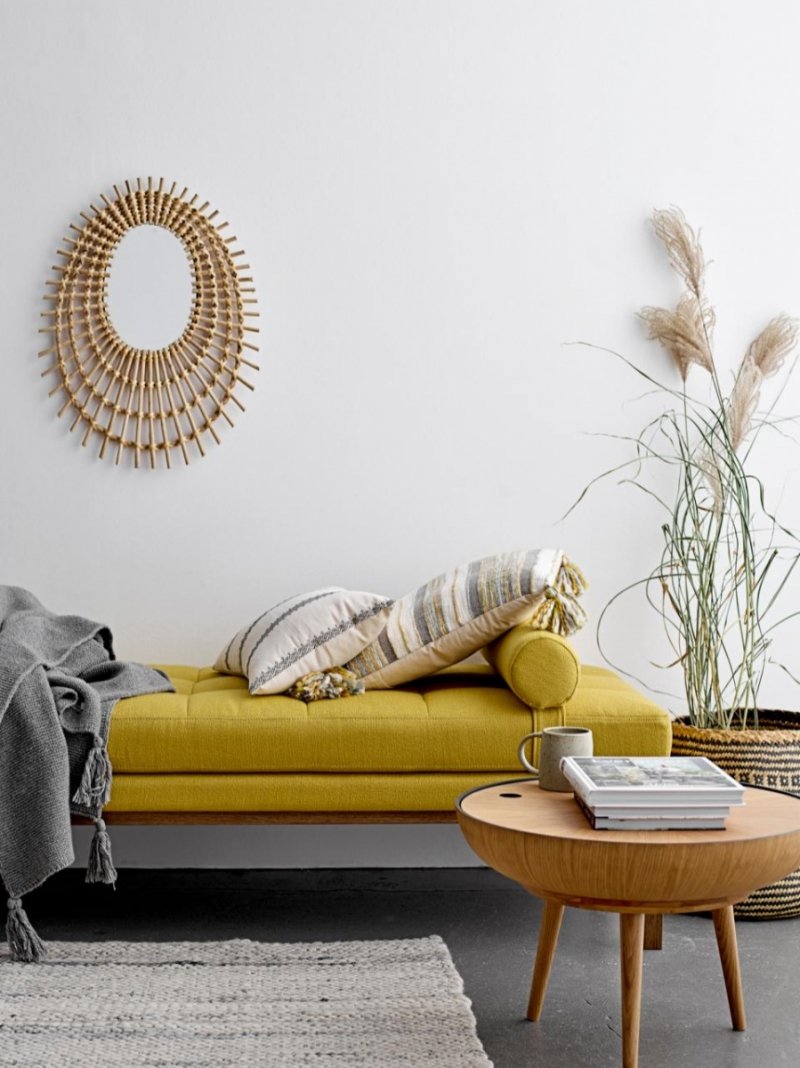 Bloomingville RONDA Okrągły Stolik Kawowy ze Schowkiem w Blacie / Dąb