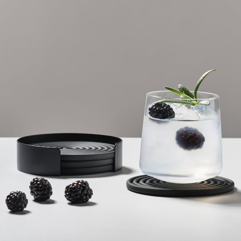 ZONE Denmark ROCKS Silikonowe Podkładki pod Szklanki na Stojaku / Jasnoszare