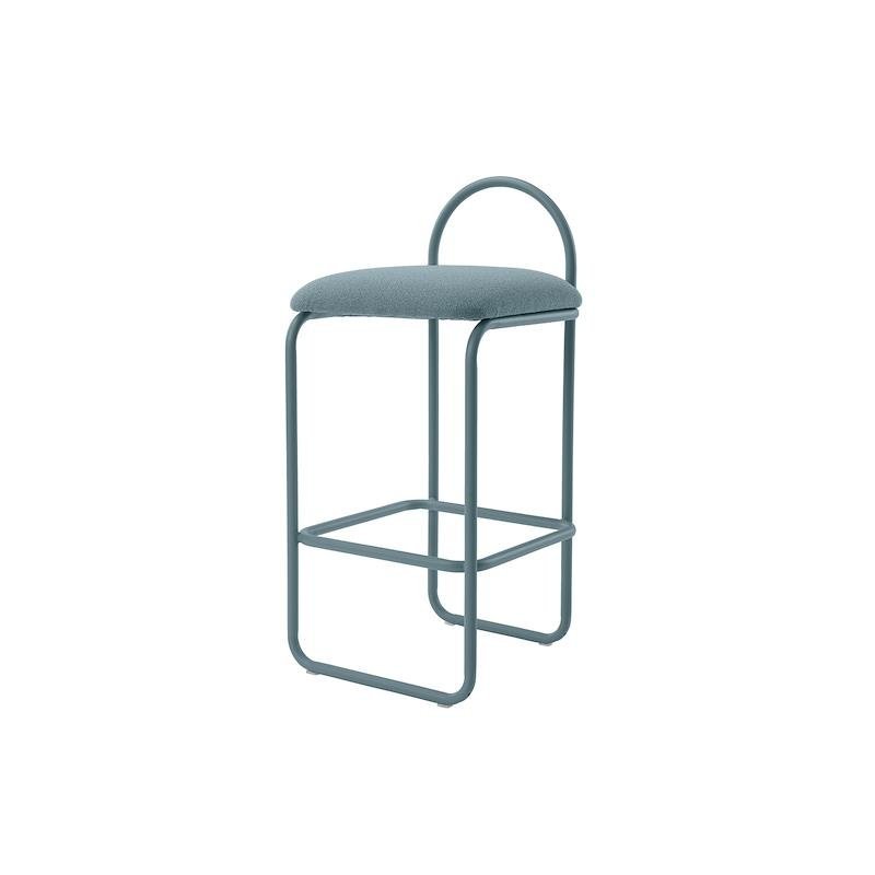 Aytm ANGUI Krzesło Barowe 82,5 cm - Hoker / Niebieski DUSTY BLUE BOUCLÉ