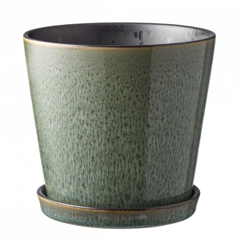 Bitz NORDIC Doniczka ze Spodkiem do Kwiatów - Ziół 14 cm / Zielona