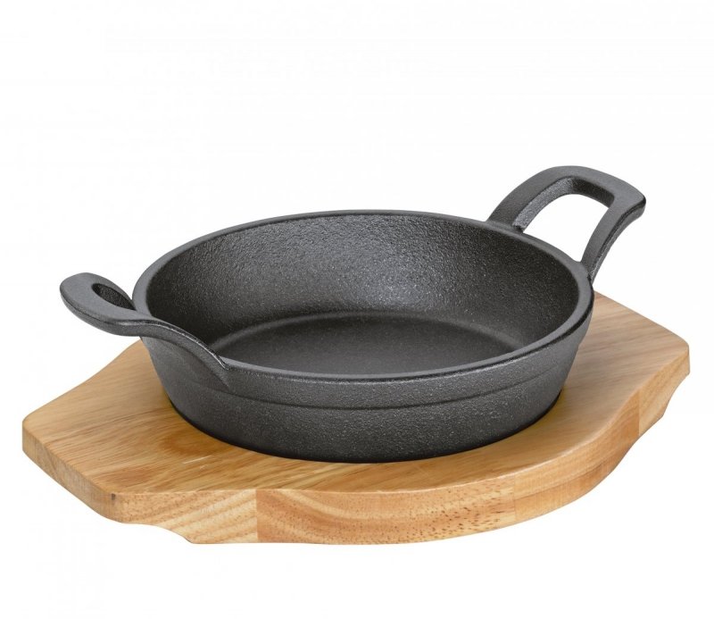 Küchenprofi BBQ Żeliwna Mini Patelnia na Drewnianej Podstawce