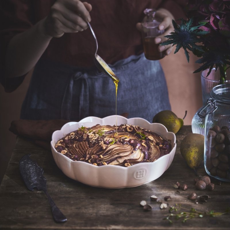 Emile Henry MADELEINE Ceramiczna Forma do Ciasta 26 cm / Waniliowa