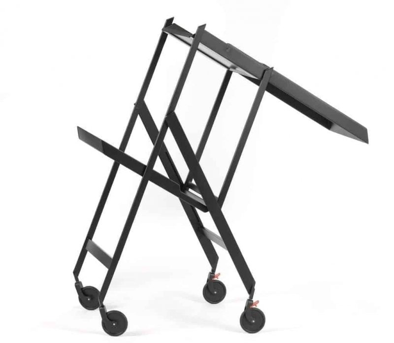 Alessi PLICO Składany Wózek Barowy na Kółkach - Czarny