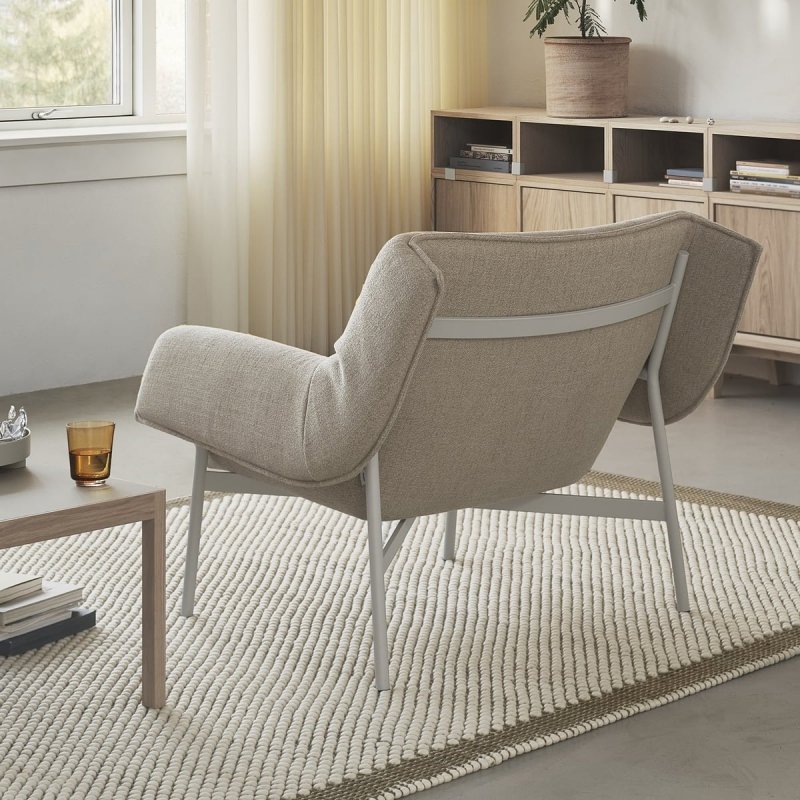 Muuto WRAP Fotel Lounge Antracytowy / Rama Szara - Tkanina Piaskowa Ecriture 240
