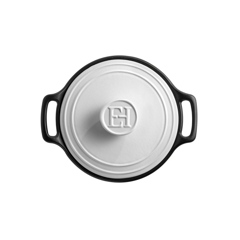 Emile Henry SUBLIME+ Garnek Ceramiczny 3 l / Czarny z Białą Pokrywką