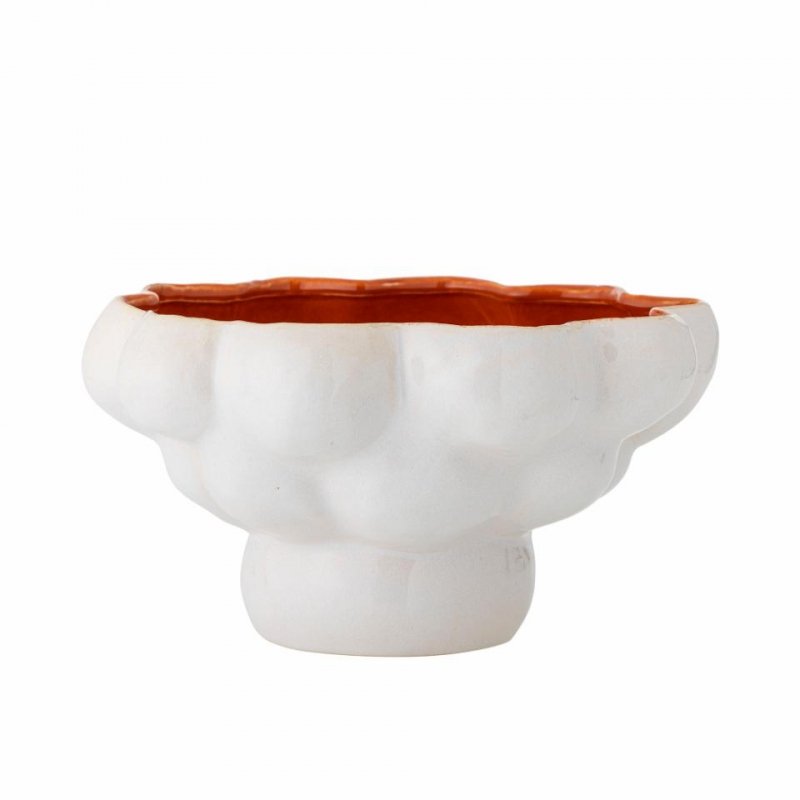 Bloomingville VALKYRIE Ceramiczna Miska Dekoracyjna - Biała / Czerwony Środek