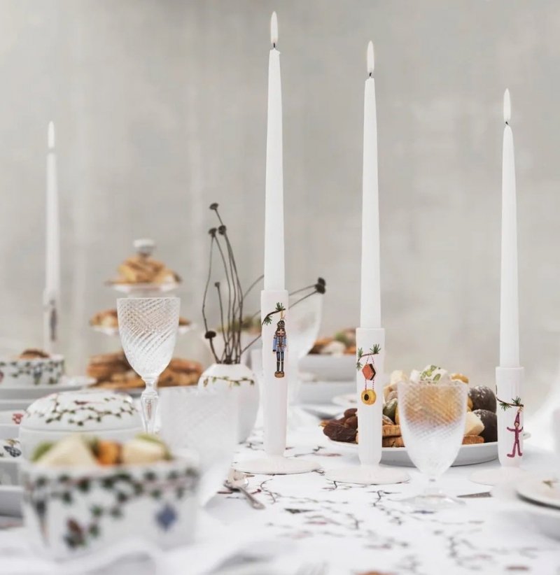 Kähler HAMMERSHØI CHRISTMAS Świecznik Świąteczny 12 cm Zdobiony / Biały