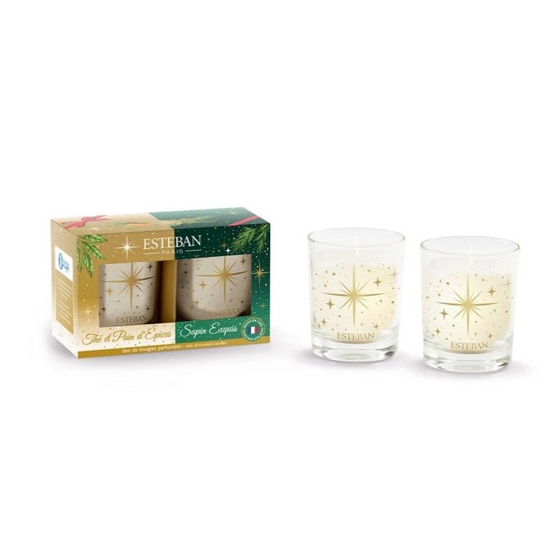 Esteban PARIS Świąteczna Świeca Zapachowa 70 g - Zestaw 2 El.  / Zapach Exquisite Fir