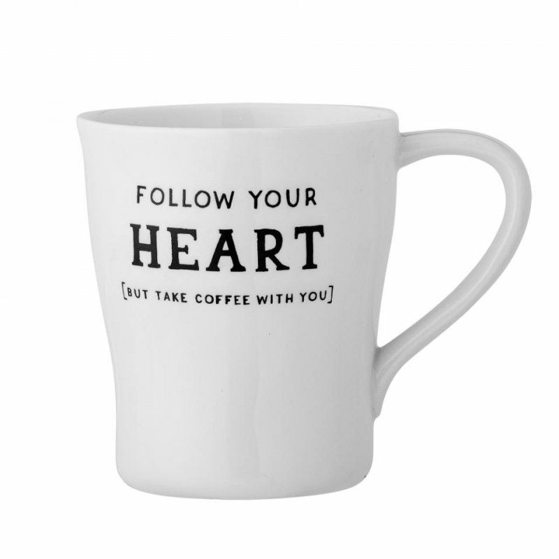 Bloomingville WENDY Kubek 330 ml Biały z Napisem / Follow Your Heart