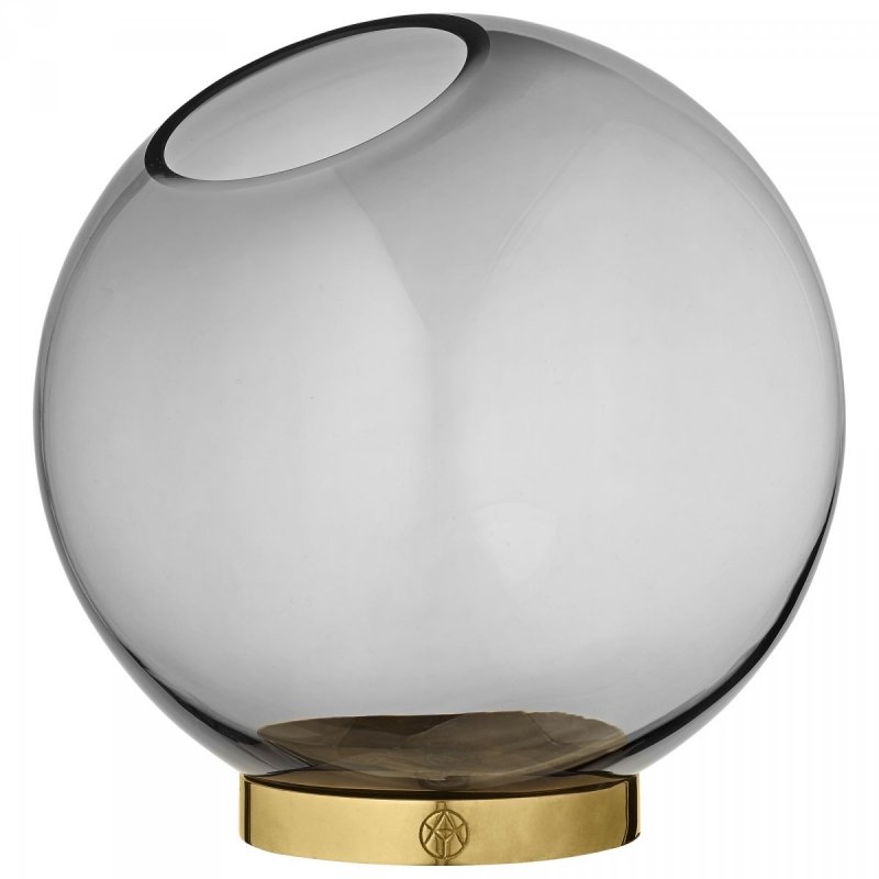 Aytm GLOBE Wazon do Kwiatów Czarny 30 cm Podstawa Złota