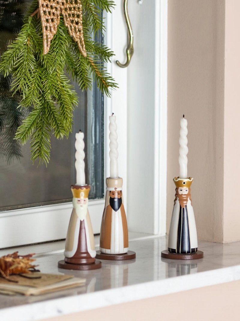 Bloomingville CHRISTMAS BETIEL Świecznik Świąteczny / Zestaw 3 Świeczników Trzej Królowie