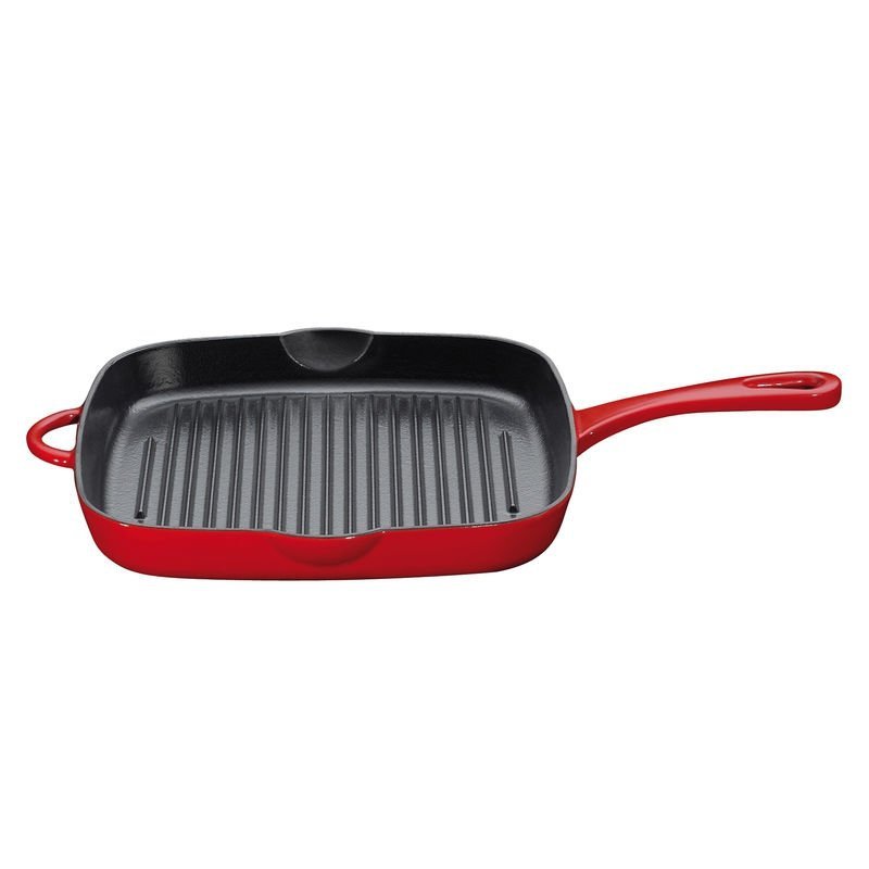Kuchenprofi PROVENCE Patelnia Żeliwna Grillowa 26 cm Czerwona