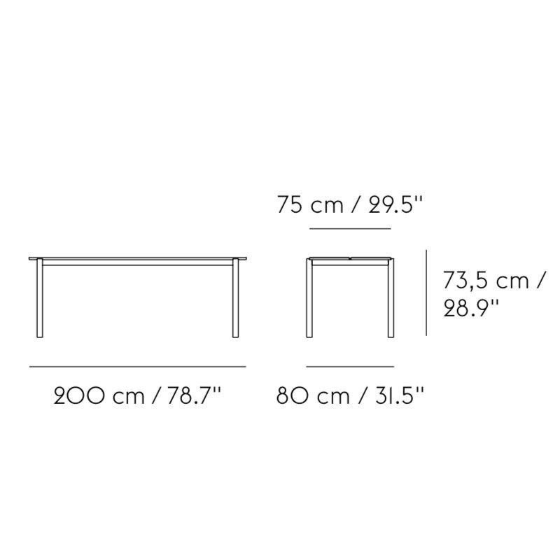 Muuto LINEAR Zestaw Mebli Ogrodowych - Stół 200 cm + 2 Ławki - Biały