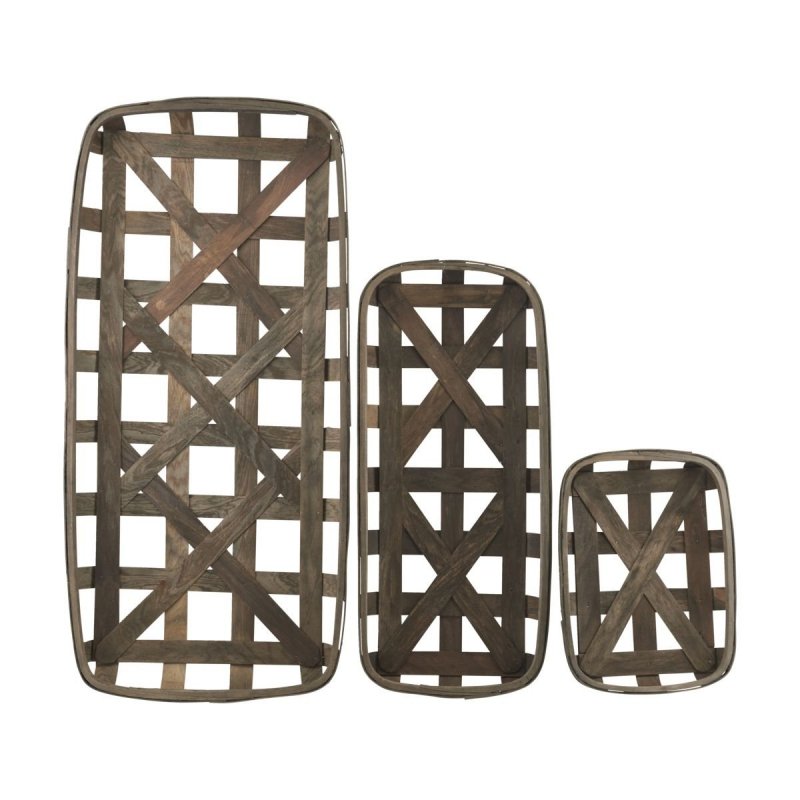 House Doctor WOOD Zestaw 3 Drewnianych Koszy Dekoracyjnych