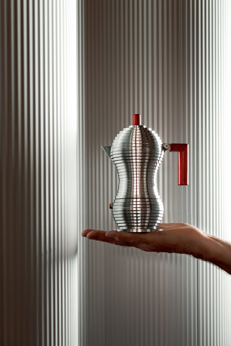 Alessi PULCINA Kawiarka - Zaparzacz do Espresso 70 ml - Czerwona Rączka