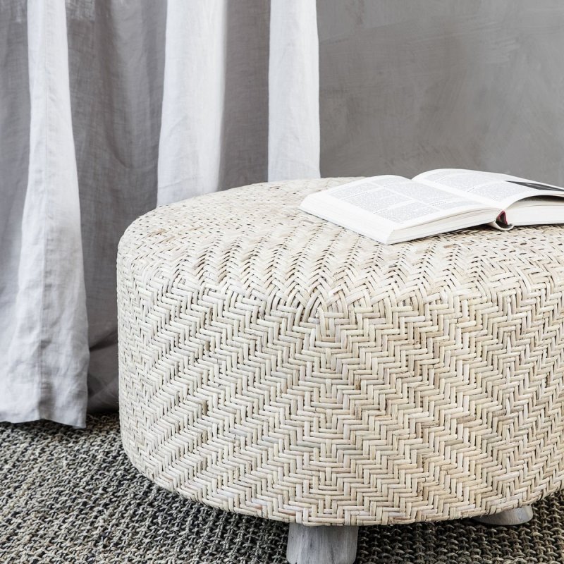 House Doctor WEAVE Ratanowy Puf - Siedzisko 60 cm