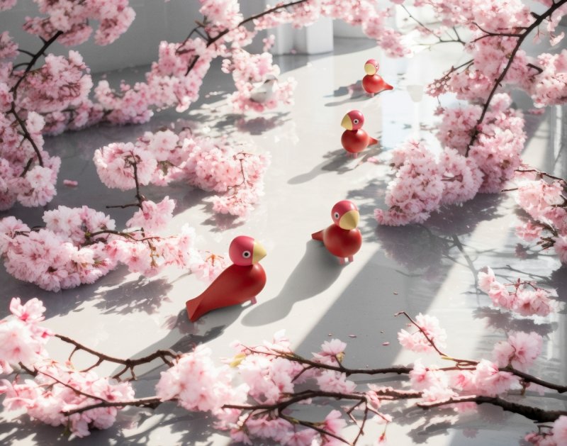 Kay Bojesen SONGBIRD Ptaszek Drewniany Biały FLORA 2024 / Czerwony