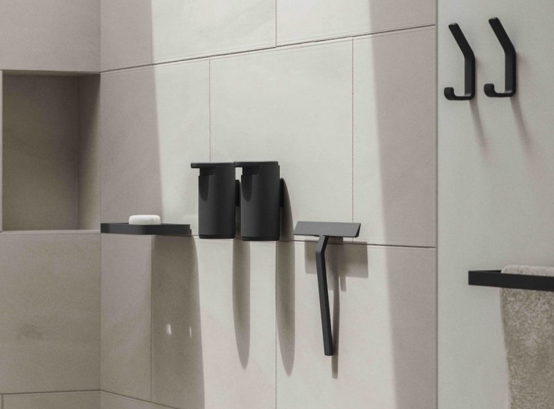 ZONE Denmark RIM Głęboka Półka Łazienkowa - Prysznicowa 22 cm Czarna
