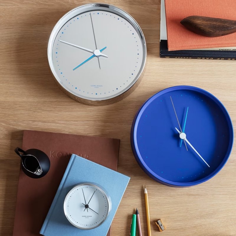 Georg Jensen KOPPEL Zegar Ścienny 22 cm / Srebrny Lustrzany