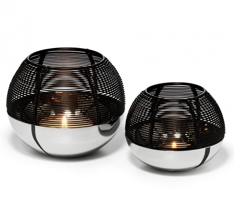 Philippi LUNA Świecznik Tealight 10 cm Czarny / Srebrny