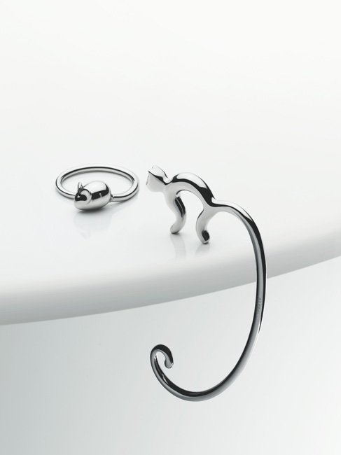 Alessi PIP Stalowy Brelok do Kluczy / Srebrny Polerowany