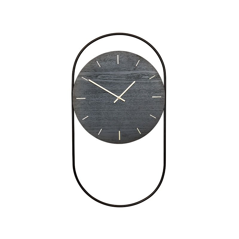 Andersen Furniture A-WALL Drewniany Zegar Ścienny w Metalowej Ramie / Czarny