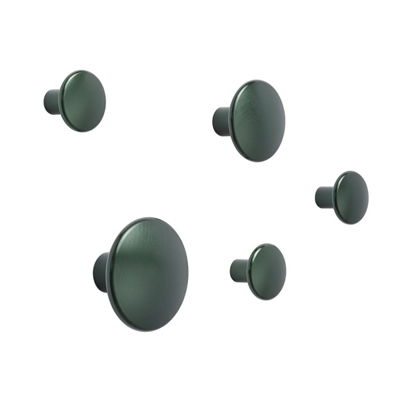 Muuto DOTS Wieszak Metalowy - Zestaw 5 Wieszaków / Ciemnozielony