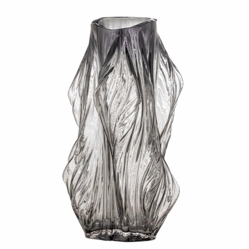 Bloomingville TULLA Szklany Wazon do Kwiatów 32 cm / Szary