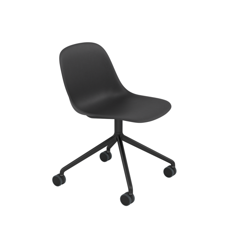 Muuto FIBER SIDE Krzesło Biurowe Obrotowe na Kółkach - Czarne