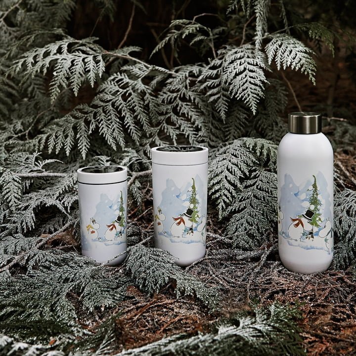 Stelton KEEP COOL Stalowa Butelka do Wody 750 ml MUMINKI Szaroniebieska