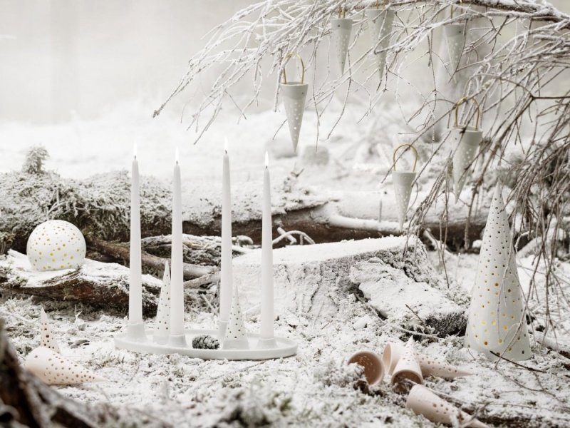 Kähler NOBILI Bombka Porcelanowa / Zawieszka Świąteczna na Choinkę 18 cm Biała