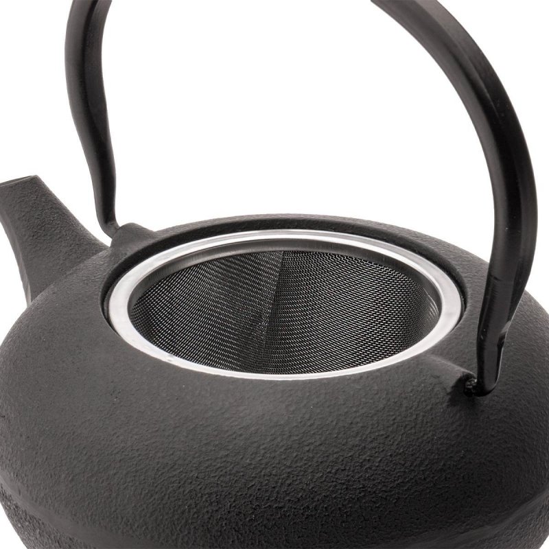 Bredemeijer SHANXI Dzbanek Żeliwny - Zaparzacz do Herbaty 1 l Czarny + 2 Porcelanowe Czarki