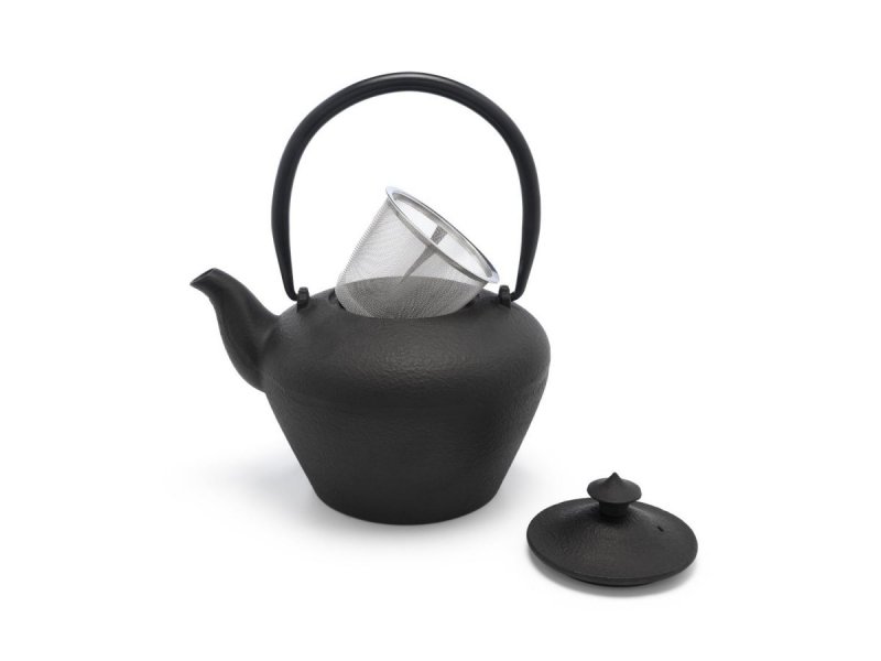 Bredemeijer CHENGDU Dzbanek Żeliwny - Zaparzacz do Herbaty 1,0 l Czarny + 4 Porcelanowe Filiżanki