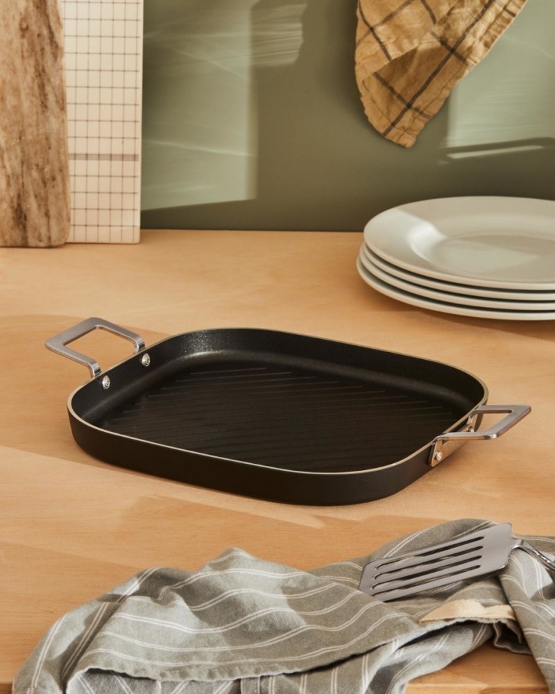 Alessi POTS &amp; PANS Patelnia Grillowa z Powłoką Nieprzywierającą / Czarna