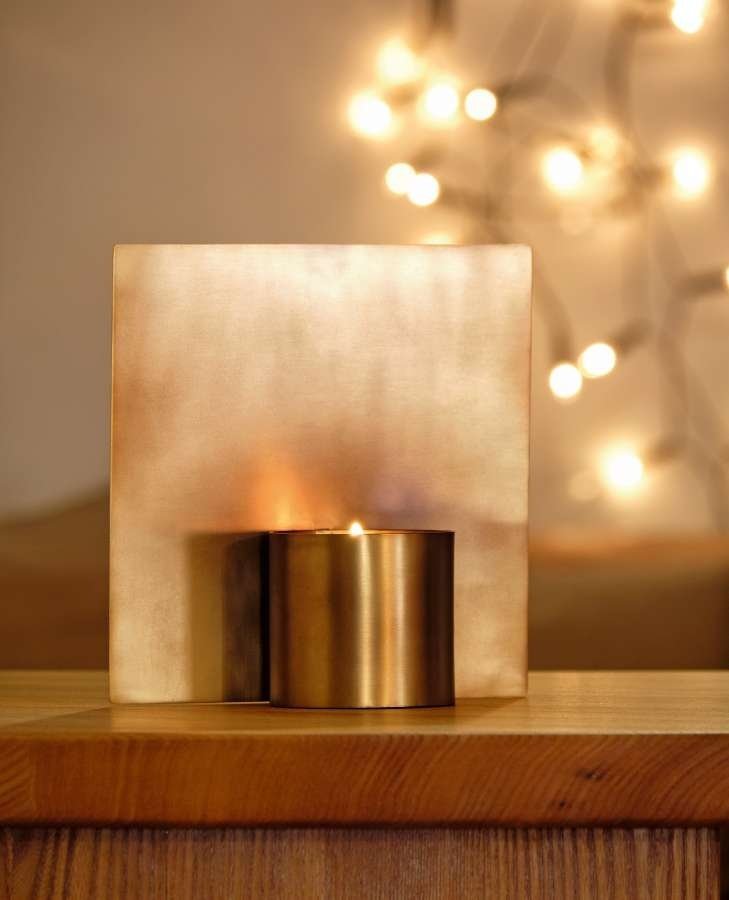 Philippi LONELY Świecznik Tealight Kwadratowy - Złoty