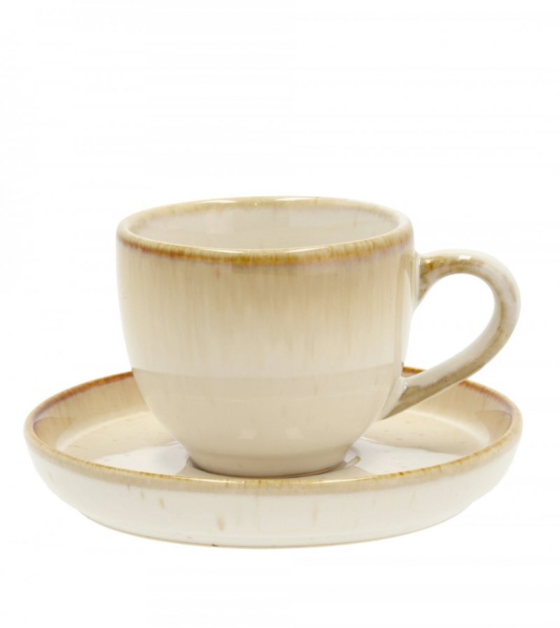 Bitz NORDIC Filiżanki ze Spodkiem do Kawy Espresso 70 ml Kremowe
